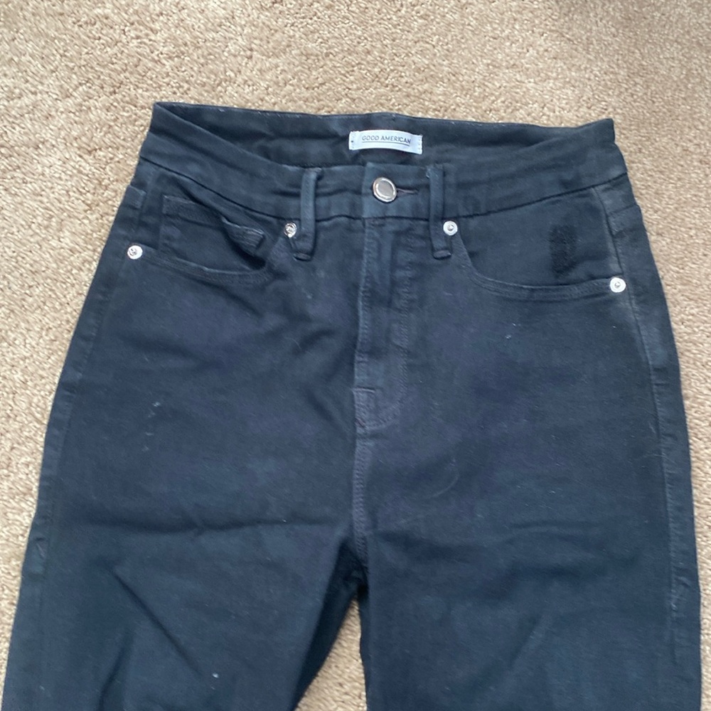 good american distressed black jean 4/27